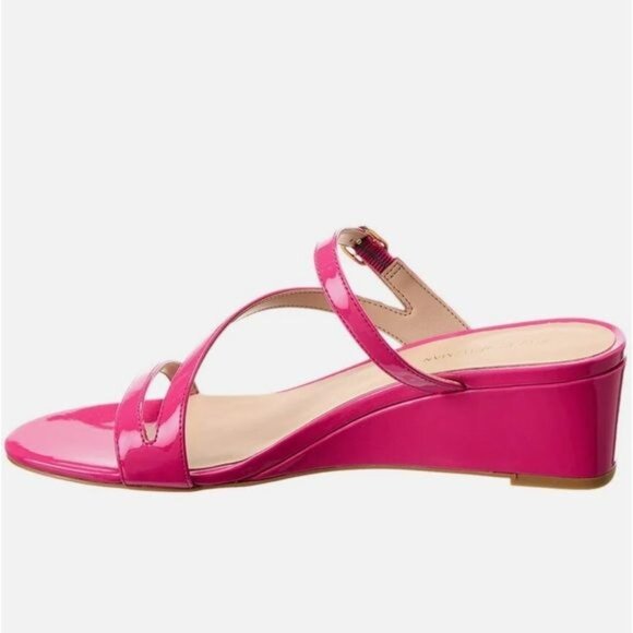 NWOB Stuart Weitzman Align Ii Buckle Patent Wedge Sandal in Pink Size 6 - Picture 2 of 11